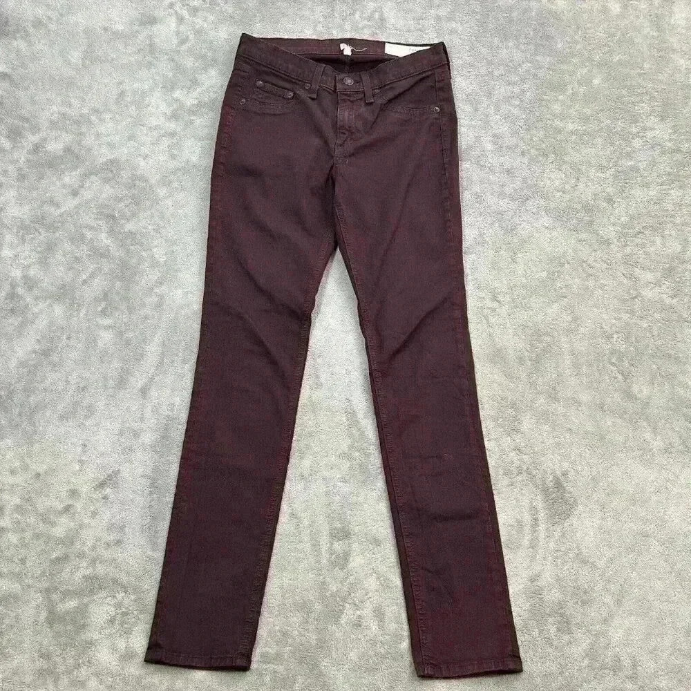 Rag & Bone Legging Jeans Women’s 27 Maroon Burgandy Slim Skinny Casual Pants - Picture 2 of 12